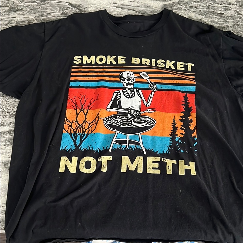 Black Graphic T-Shirt with BBQ Design